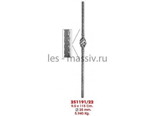 Столб начальный ручной ковки - 251191/22 (кв. 25 с корз.)