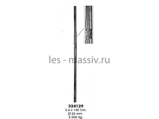 Столб начальный ручной ковки - 324129 (кв. 25 мм