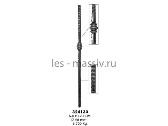 Столб начальный ручной ковки - 324130 (кв. 25 мм)